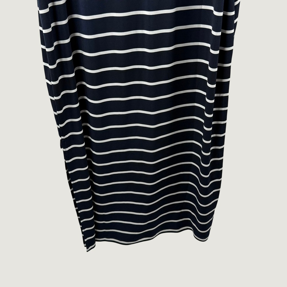 Alfani Womens Navy Blue White Striped Tiered Layered Sleeveless Maxi Dress XL - Picture 11 of 14